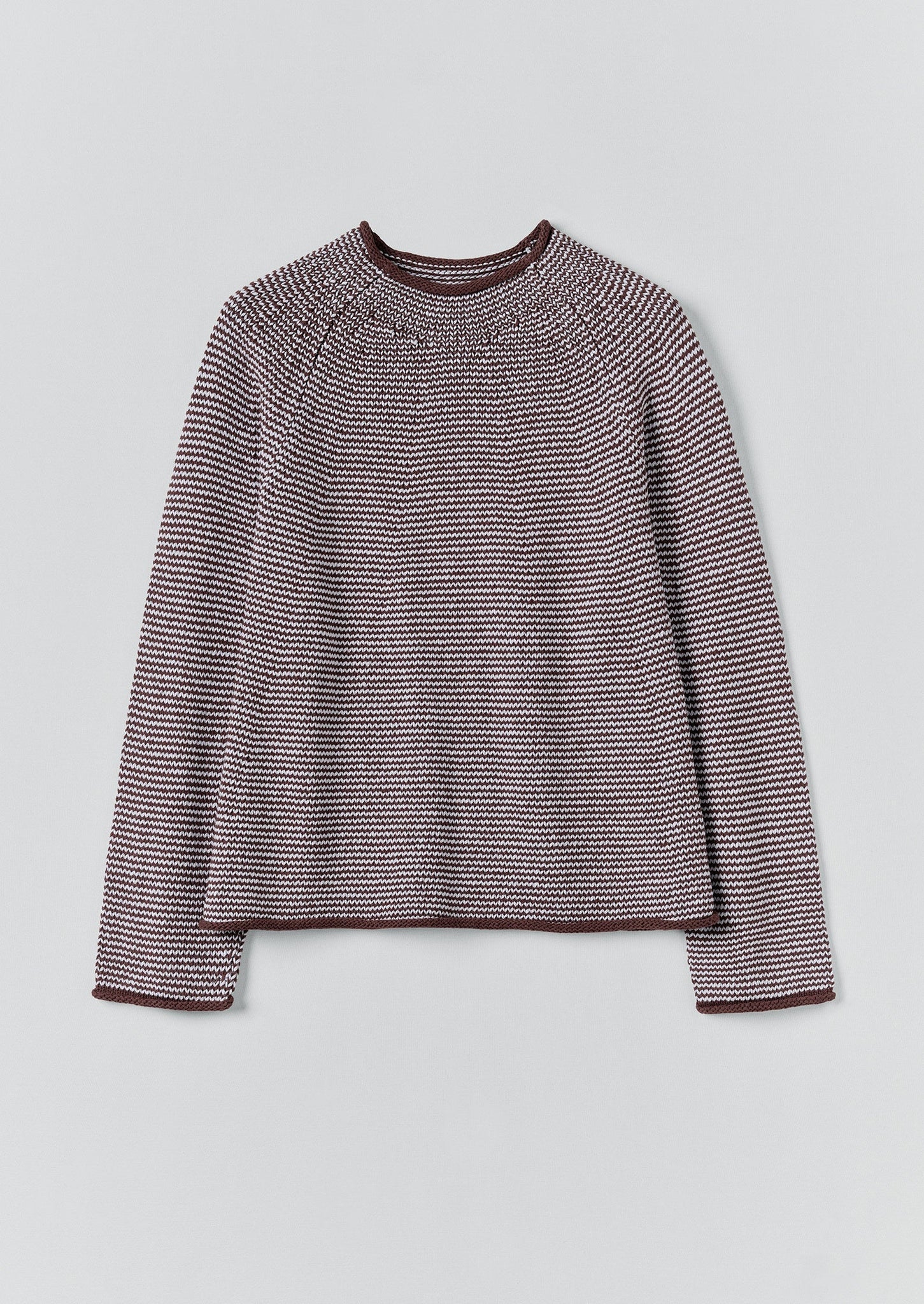 Stripe Linen Cotton Sweater | Brown Ochre/Periwinkle