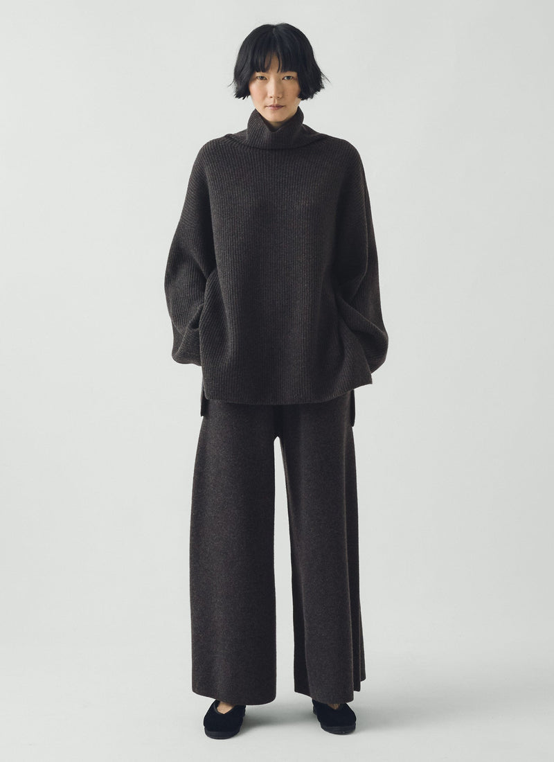 Wool Cashmere Oversized Ribbed Sweater | Charcoal