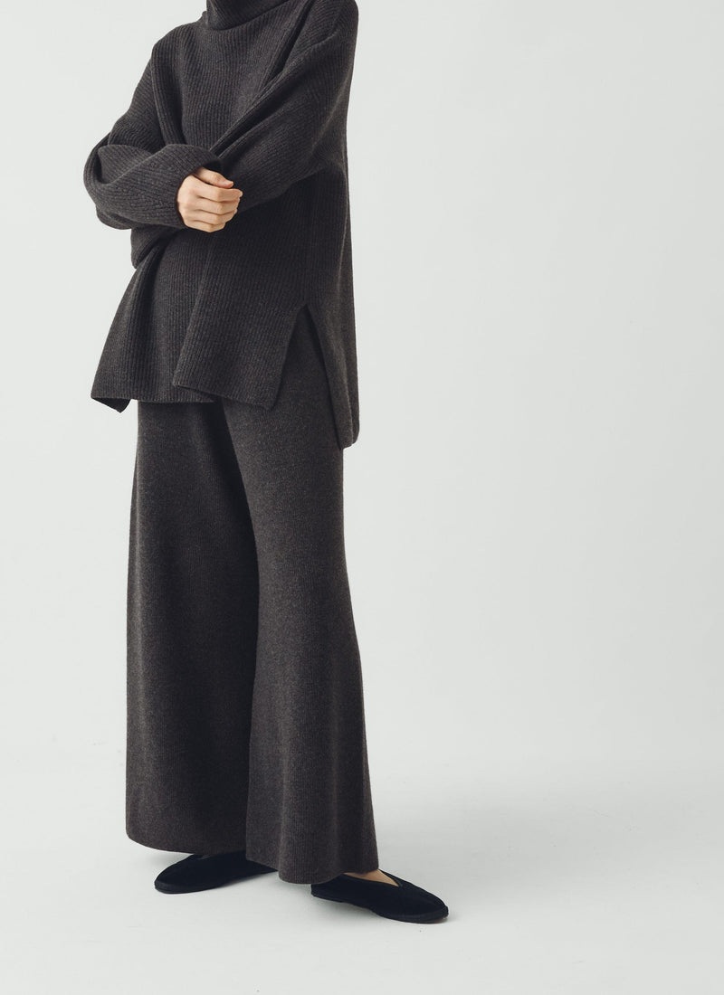 Wool Cashmere Oversized Ribbed Sweater | Charcoal