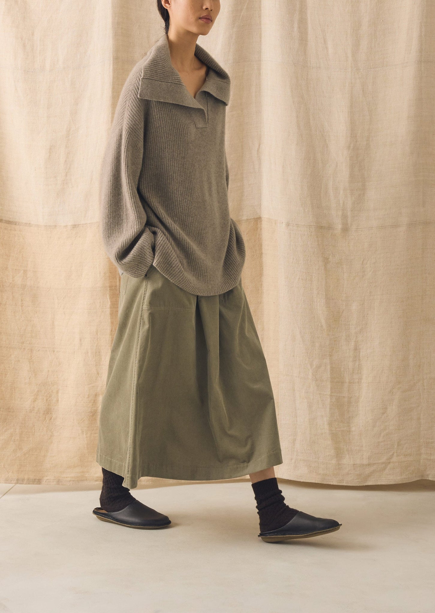 Ribbed Wool Cashmere Sweater | Oatmeal