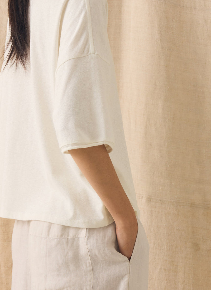 Cotton Hemp Jersey Tee | Chalk