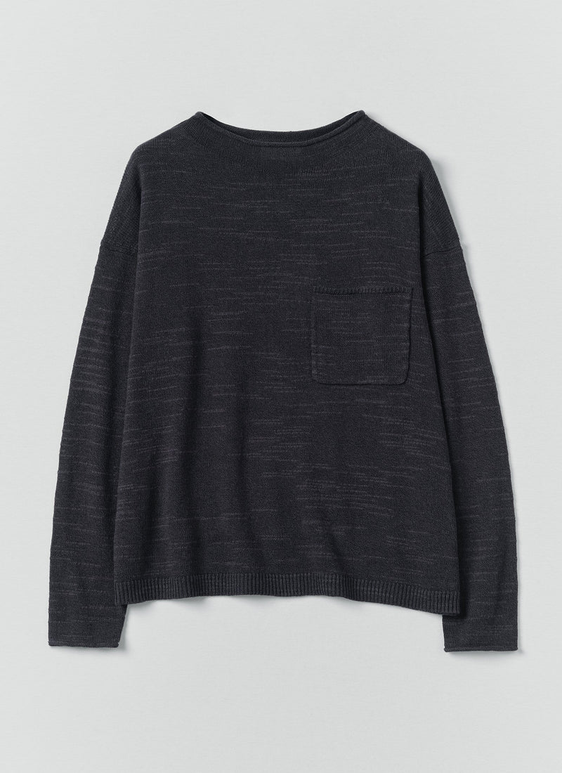 Linen Cotton Fine Knit Sweater | Dark Navy