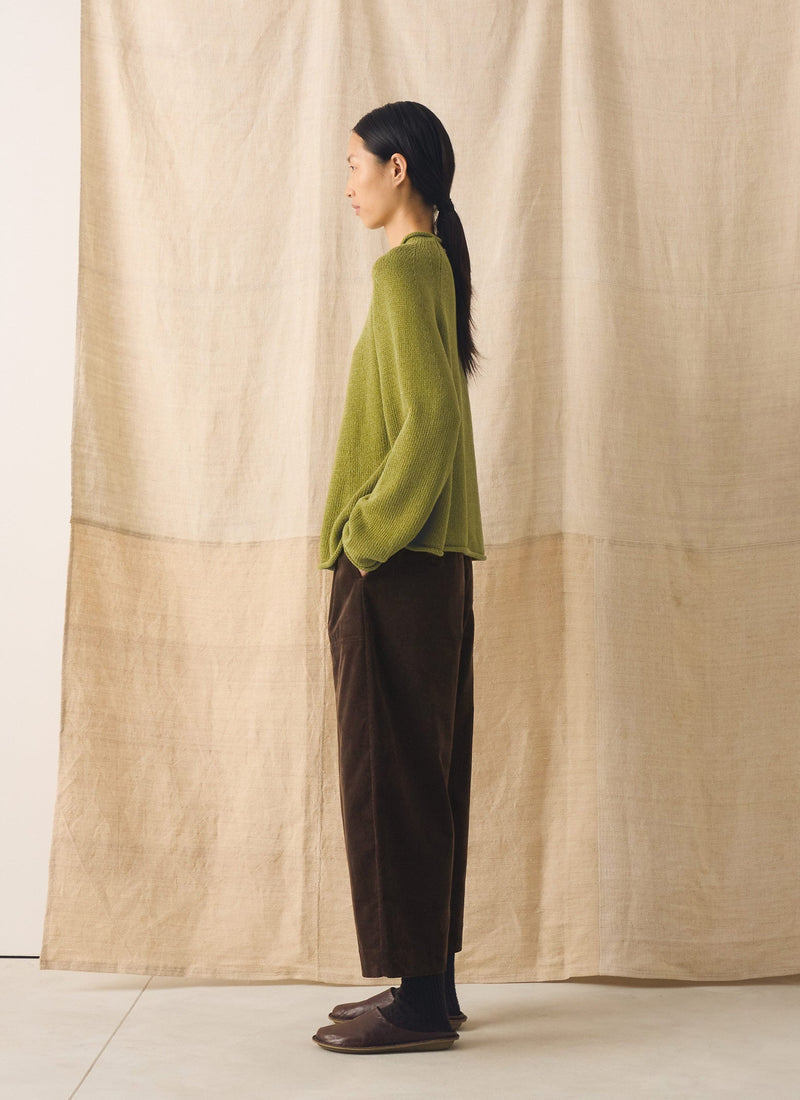 Cotton Linen Easy Sweater | Olivine