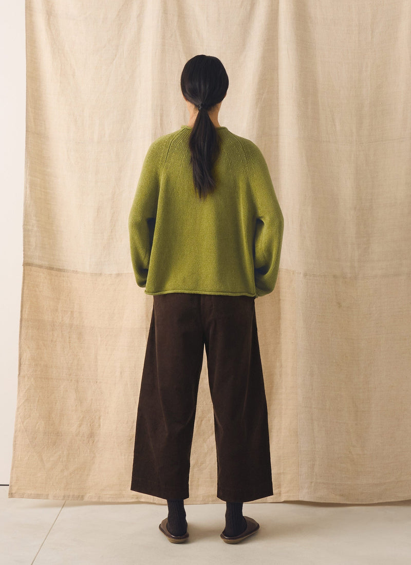Cotton Linen Easy Sweater | Olivine