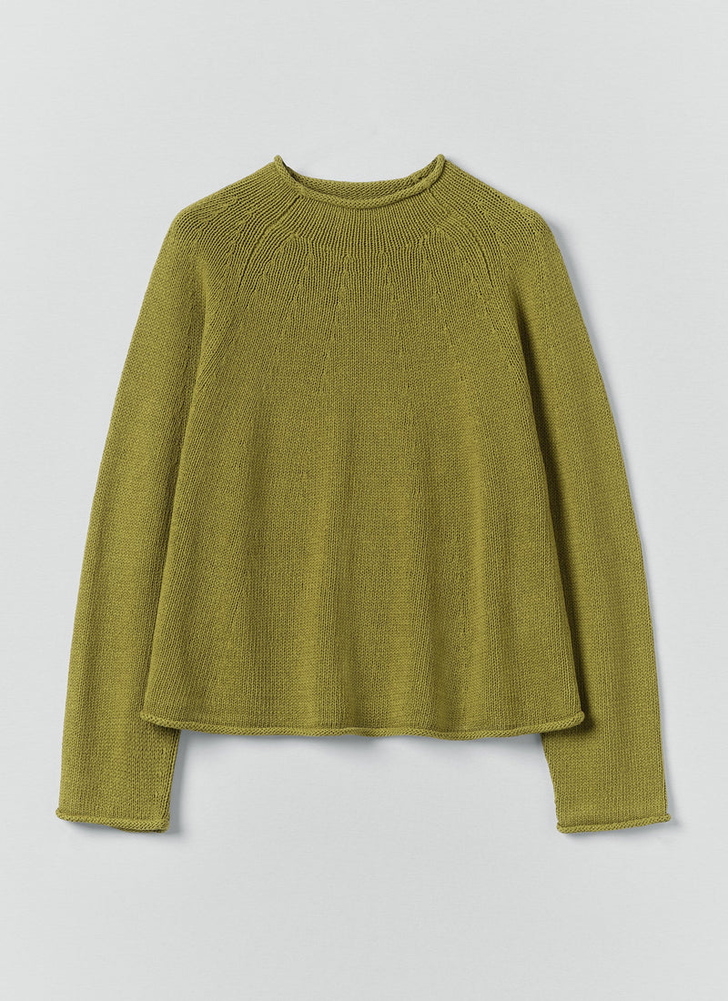 Cotton Linen Easy Sweater | Olivine
