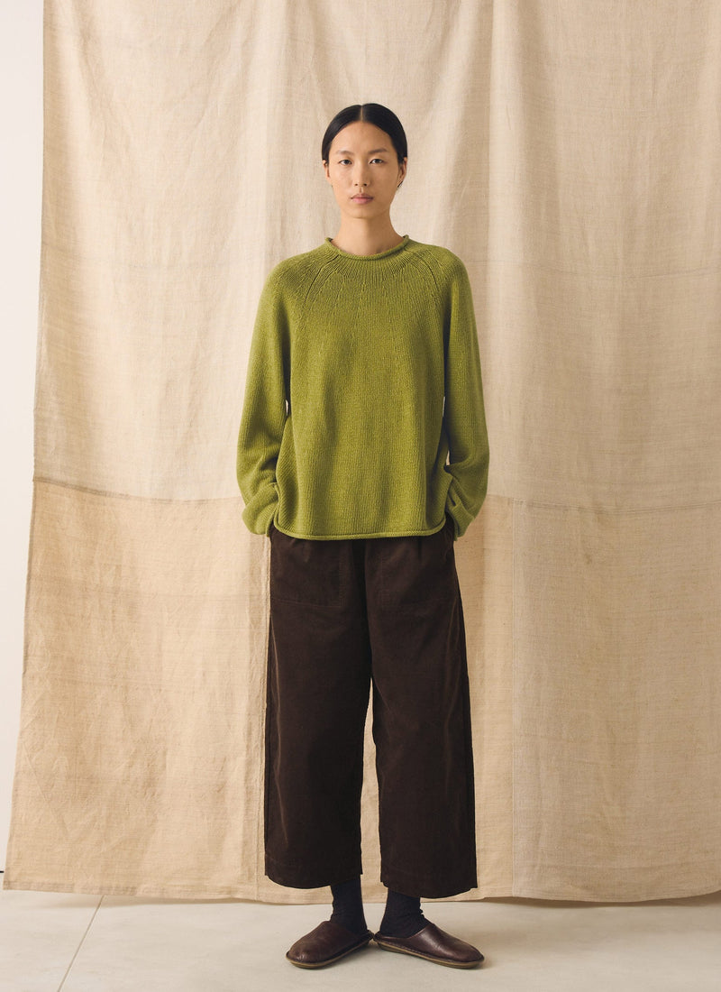 Cotton Linen Easy Sweater | Olivine