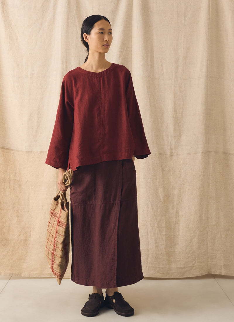 Garment Dyed Linen Top | Tomato Red