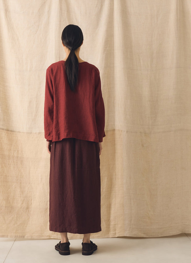 Garment Dyed Linen Top | Tomato Red