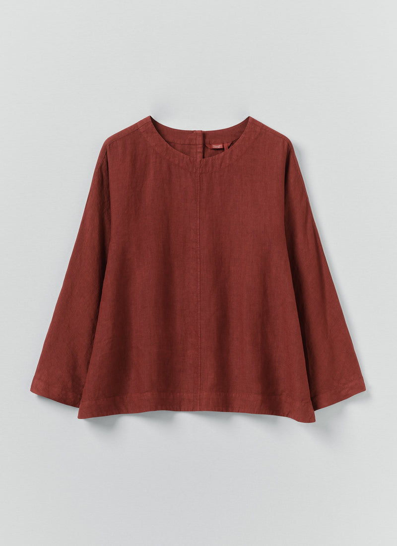 Garment Dyed Linen Top | Tomato Red