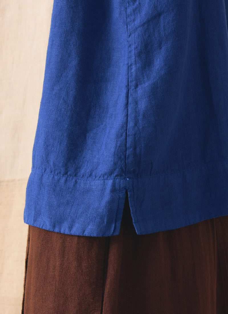 Square Neck Garment Dyed Linen Tank | Carmine Blue