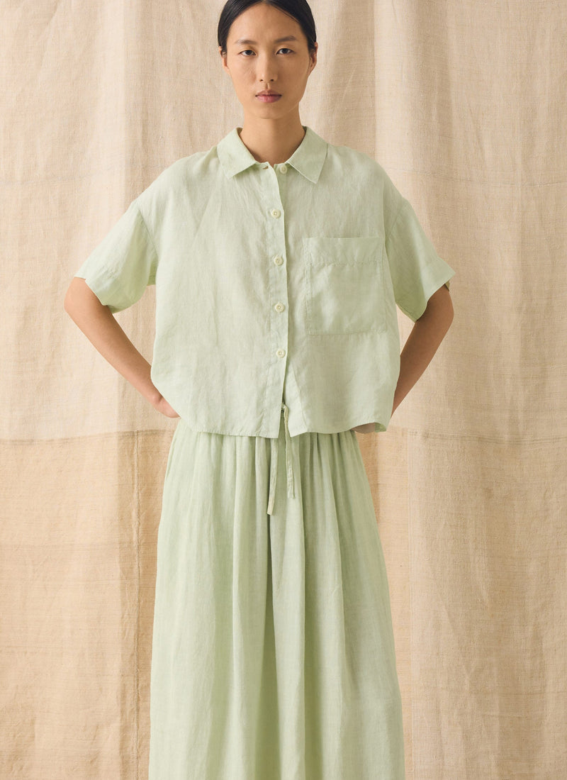 Garment Dyed Lightweight Linen Shirt | Mint Tea