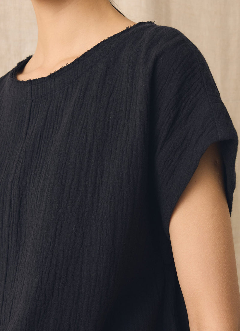 Crinkle Cotton Gauze Top | Blackberry