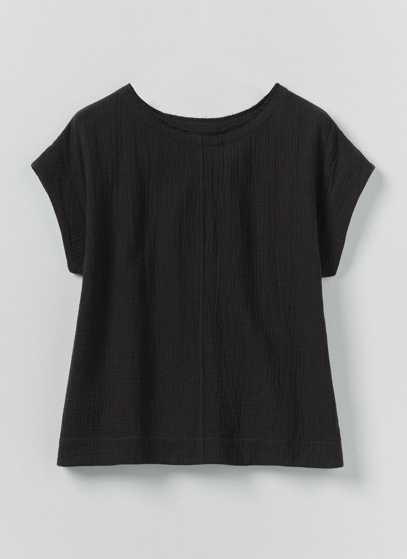 Crinkle Cotton Gauze Top | Blackberry