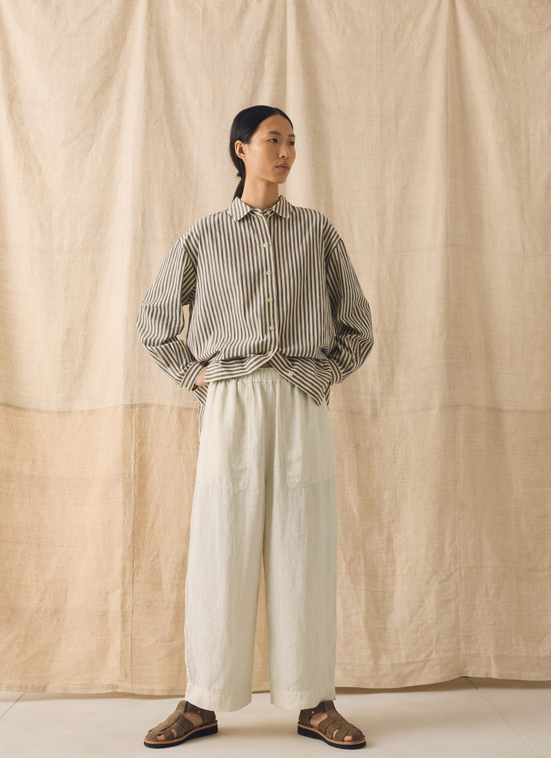 Tablier Stripe Easy Cotton Shirt | Workshop Blue