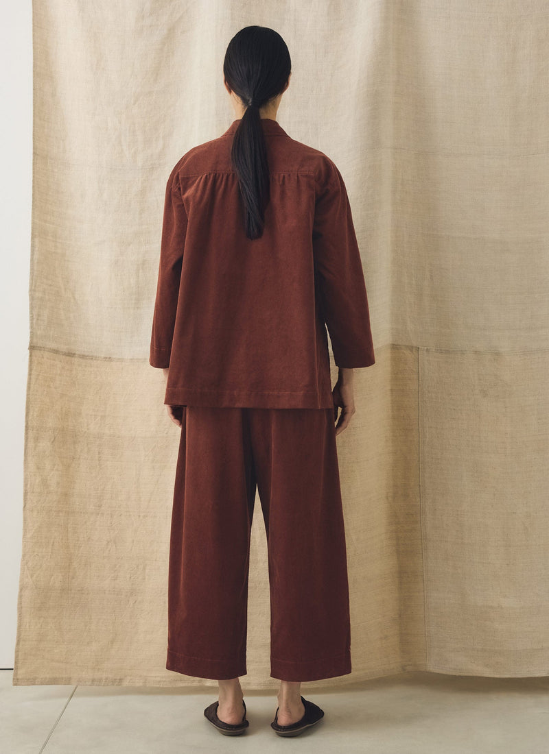 Organic Cord Smock Top | Brick Red