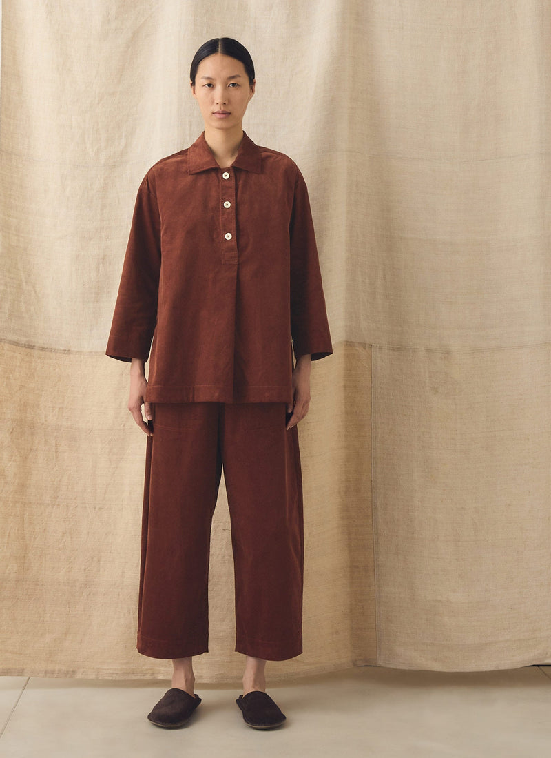 Organic Cord Smock Top | Brick Red