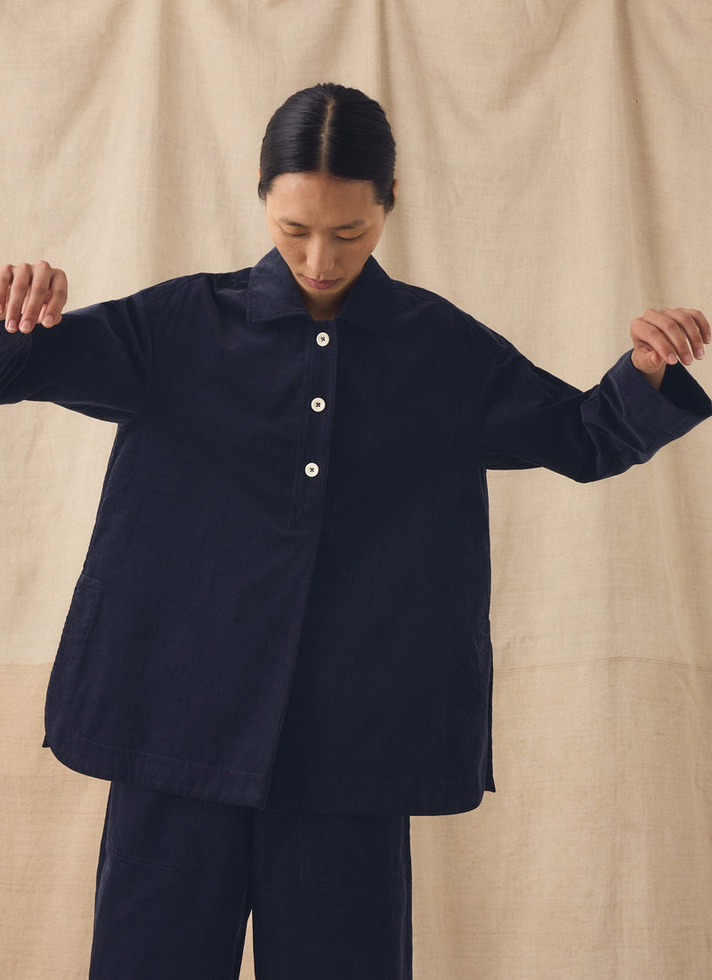 Organic Cord Smock Top | Midnight