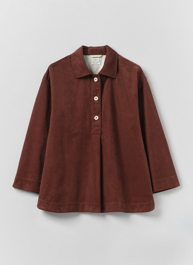 Organic Cord Smock Top | Brick Red