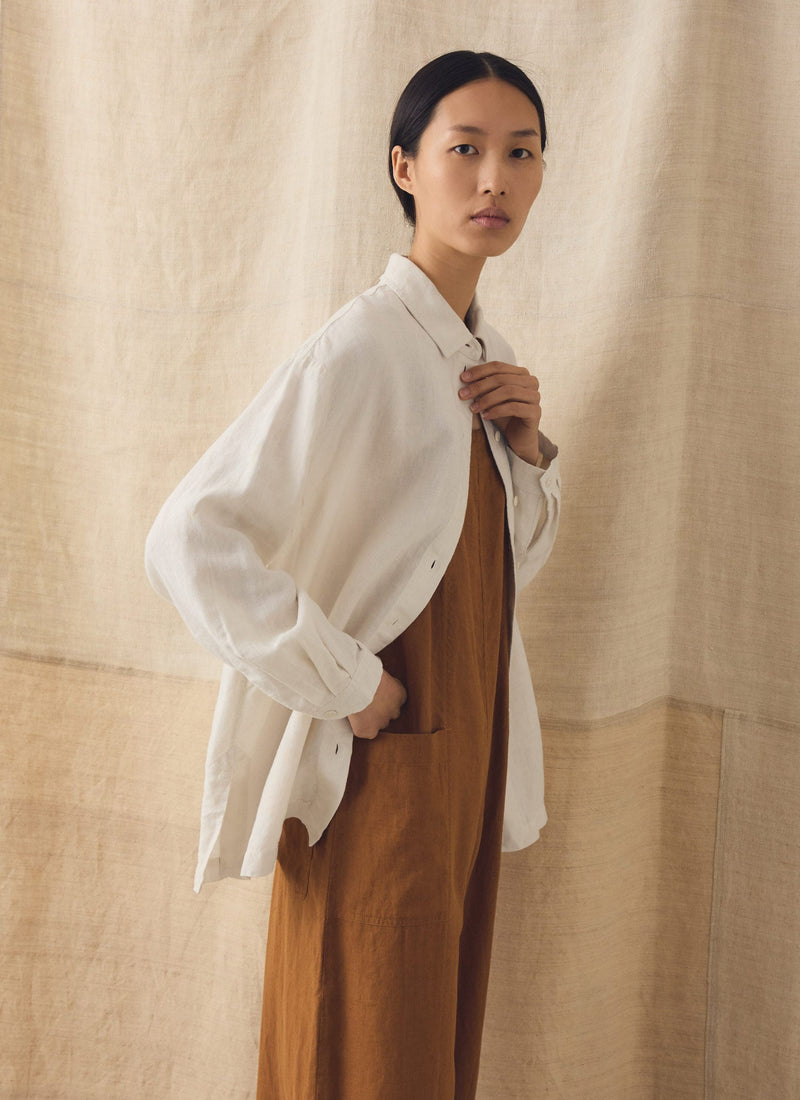 Garment Dyed Linen Easy Shirt | Oat