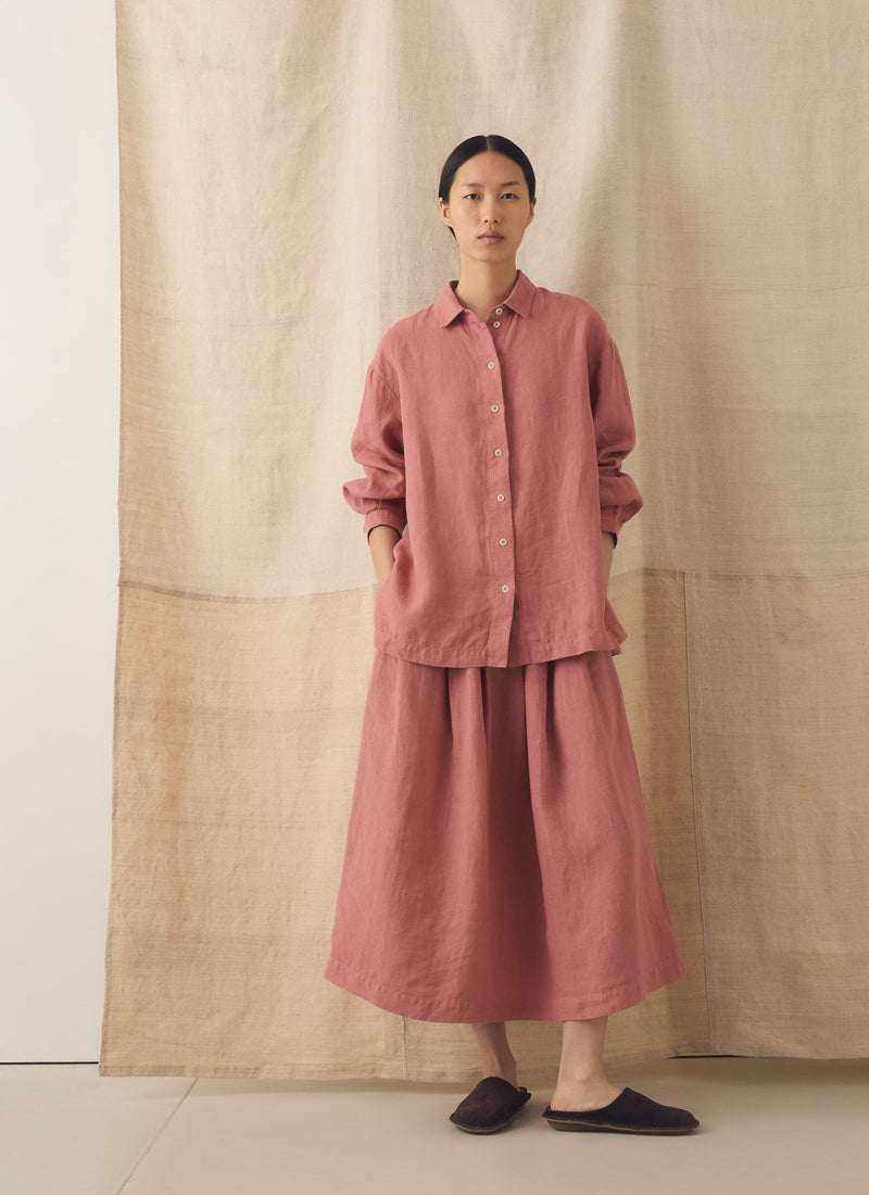 Garment Dyed Linen Easy Shirt | Dusty Rose