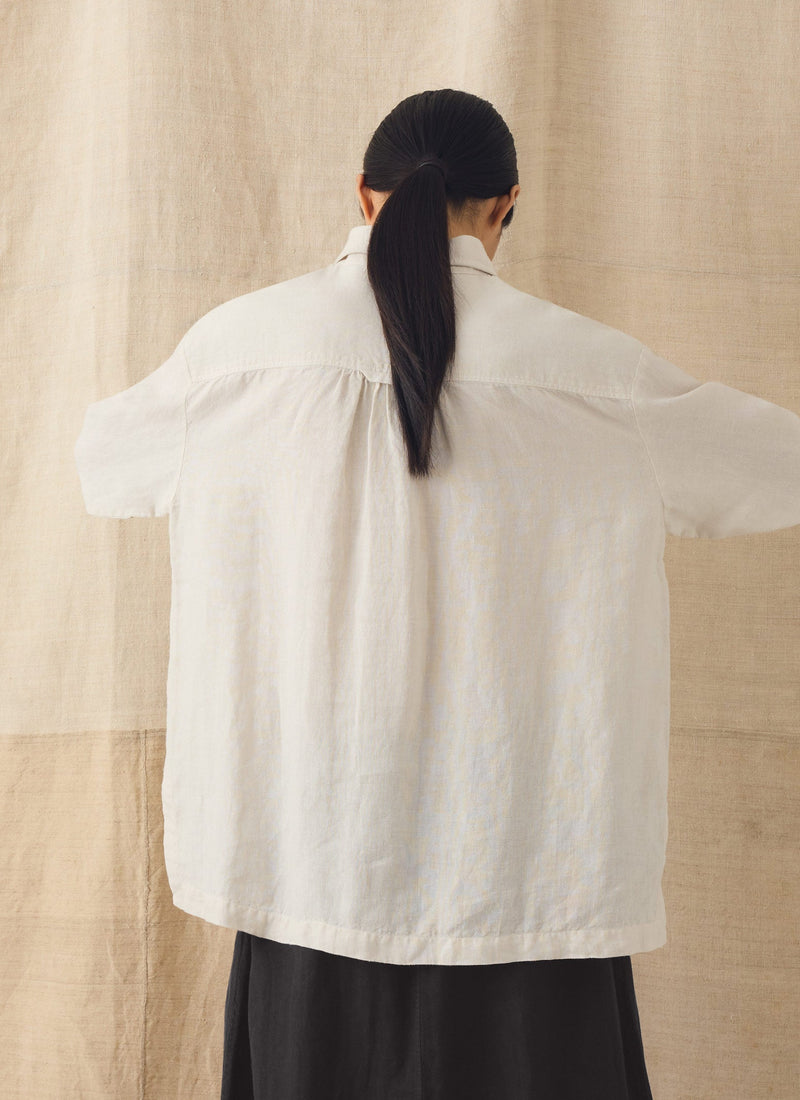 Garment Dyed Linen Easy Shirt | Oat