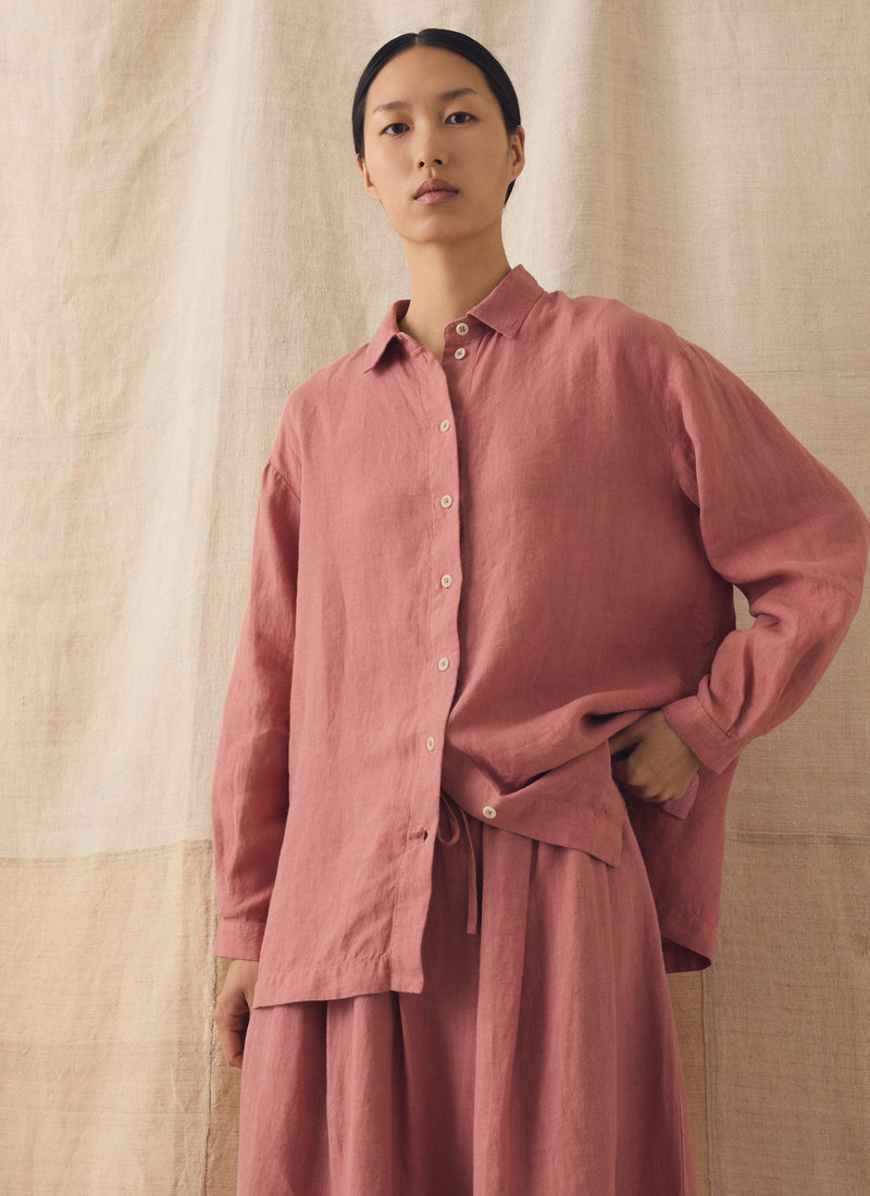 Garment Dyed Linen Easy Shirt | Dusty Rose
