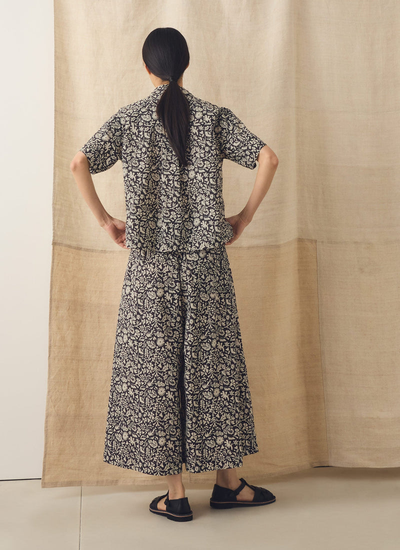 Lore Block Print Short Sleeve Shirt | Dark Coffee/Warm Ecru