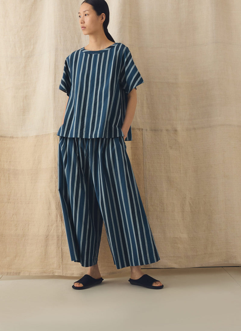 Stripe Cotton Smock Top | French Blue