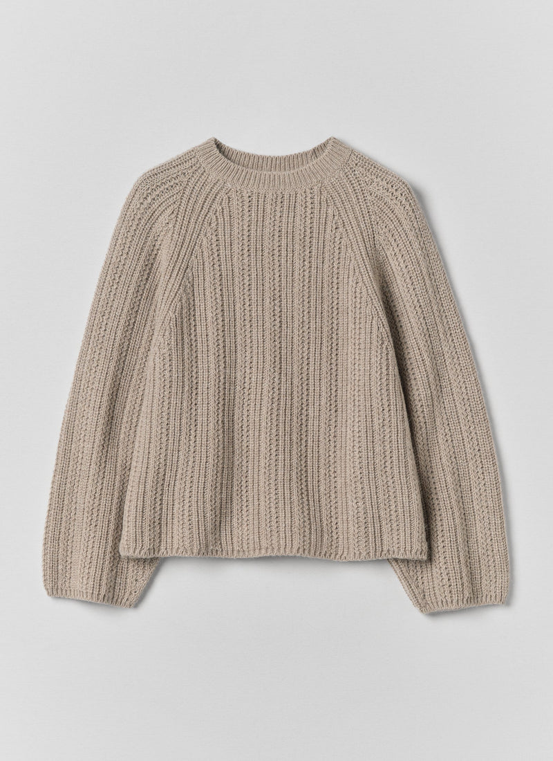 Wool Alpaca Textured Sweater | Biscuit