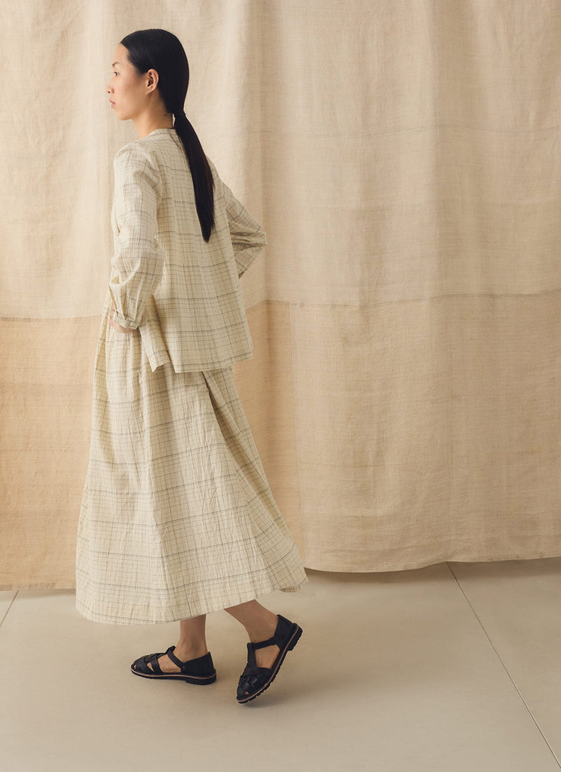 Page Check Cotton Swingy Shirt | Ecru/Black