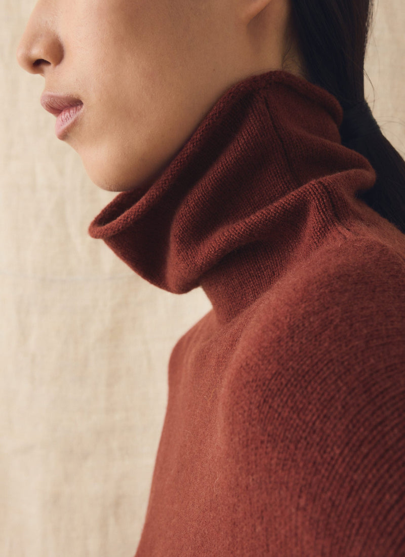 Wool Cashmere Roll Neck Sweater | Bordeaux