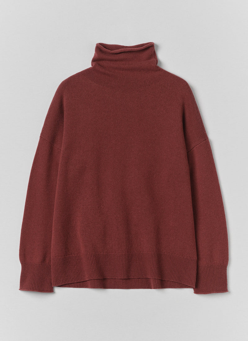 Wool Cashmere Roll Neck Sweater | Bordeaux