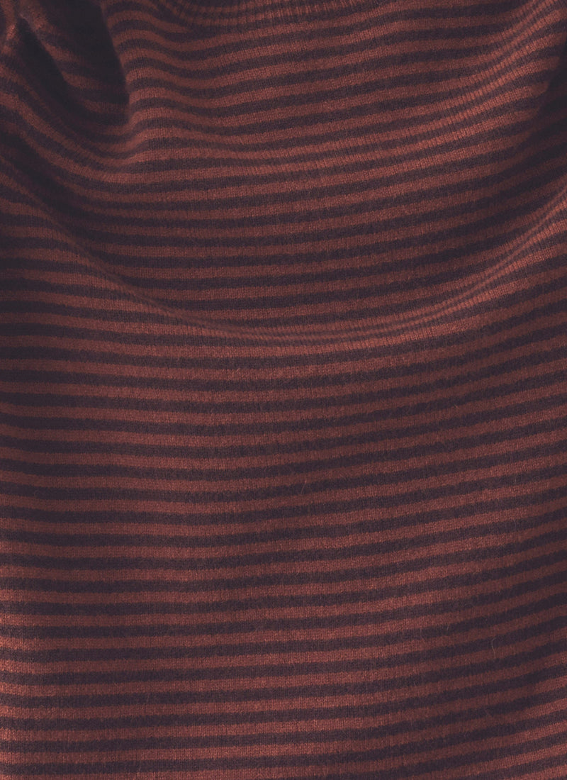 Stripe Wool Cashmere Neat Sweater | Burgundy/Bordeaux