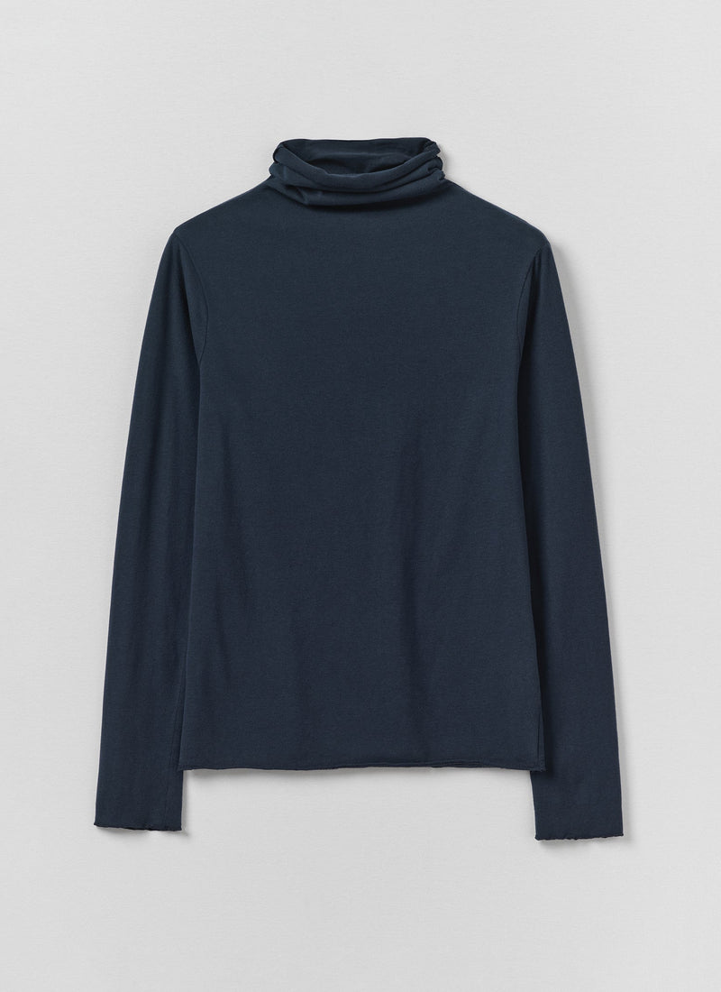 High Neck Soft Cotton Tee | Midnight