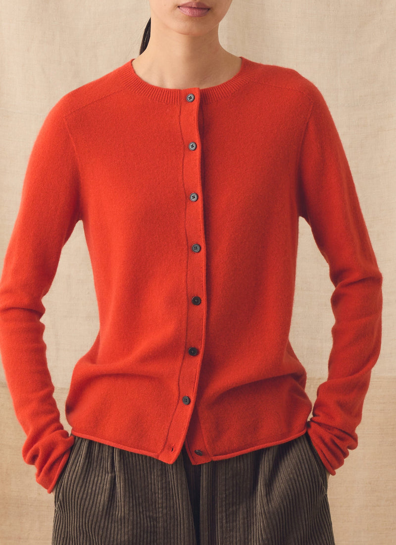 Wool Cashmere Neat Cardigan | Persimmon