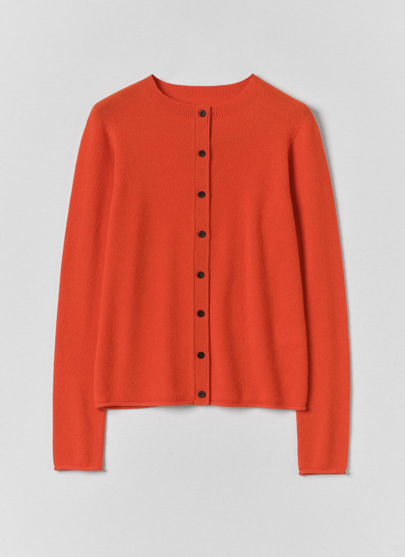 Wool Cashmere Neat Cardigan | Persimmon