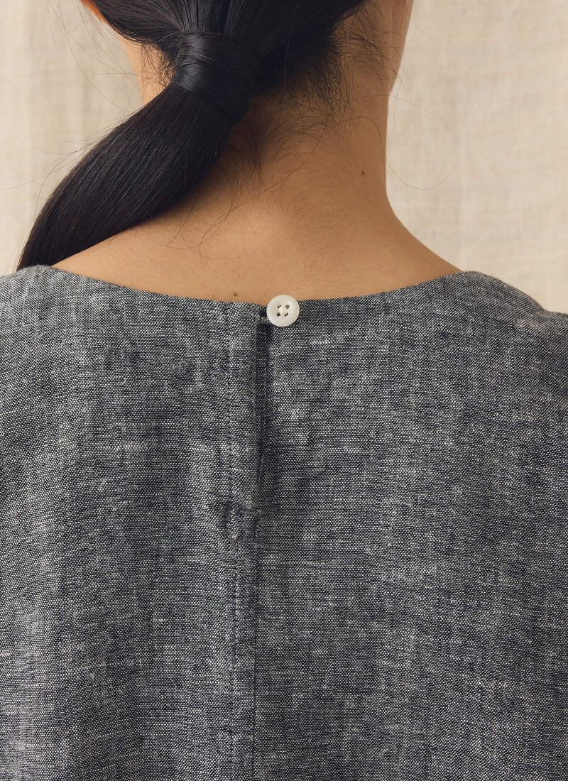 A Line Linen Cotton Top | Soft Charcoal
