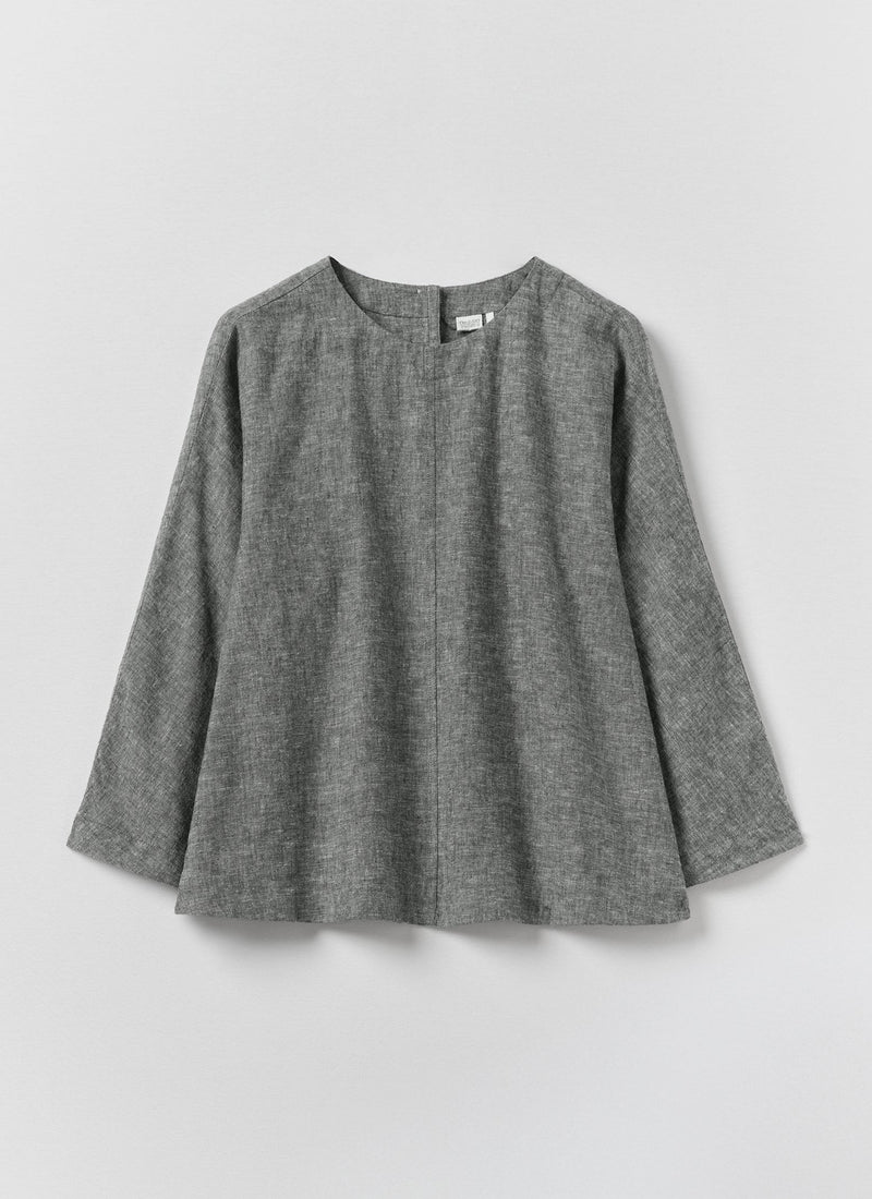 A Line Linen Cotton Top | Soft Charcoal