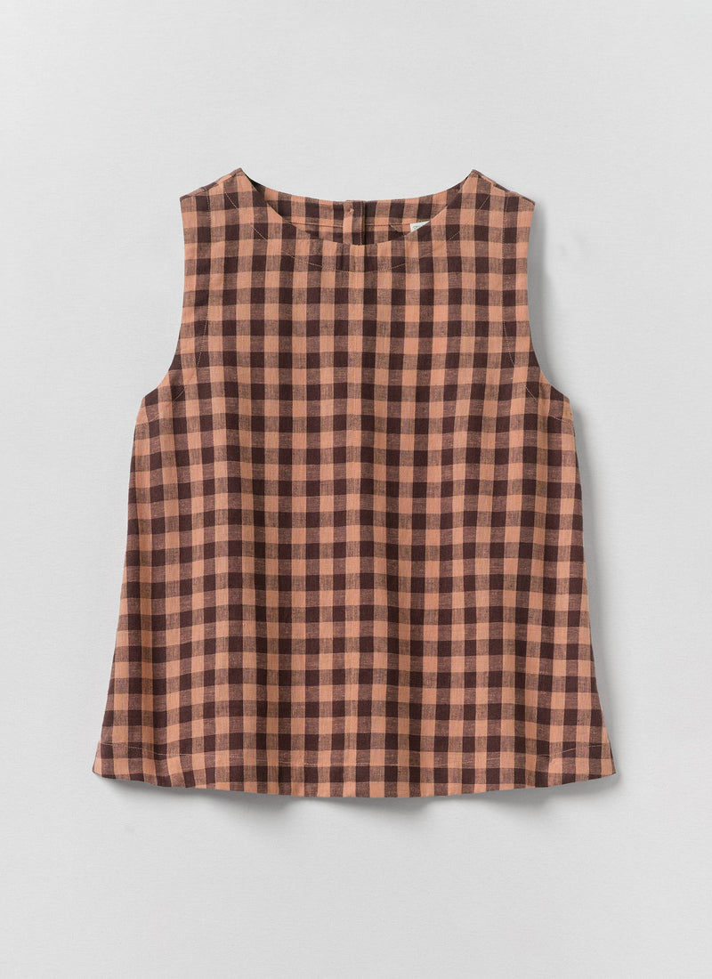 Gingham Linen Cotton Tank Top | Rosewood