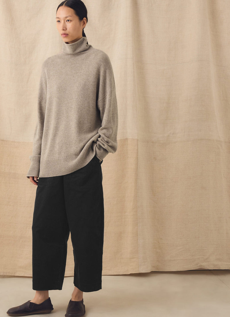 Wool Cashmere Roll Neck Sweater | Oatmeal