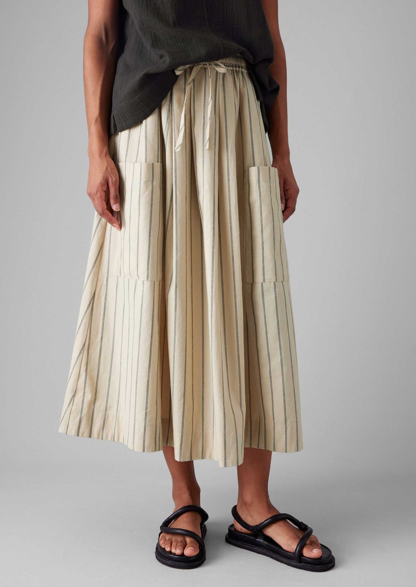 Stripe Cotton Patch Pocket Skirt | Sail Cloth