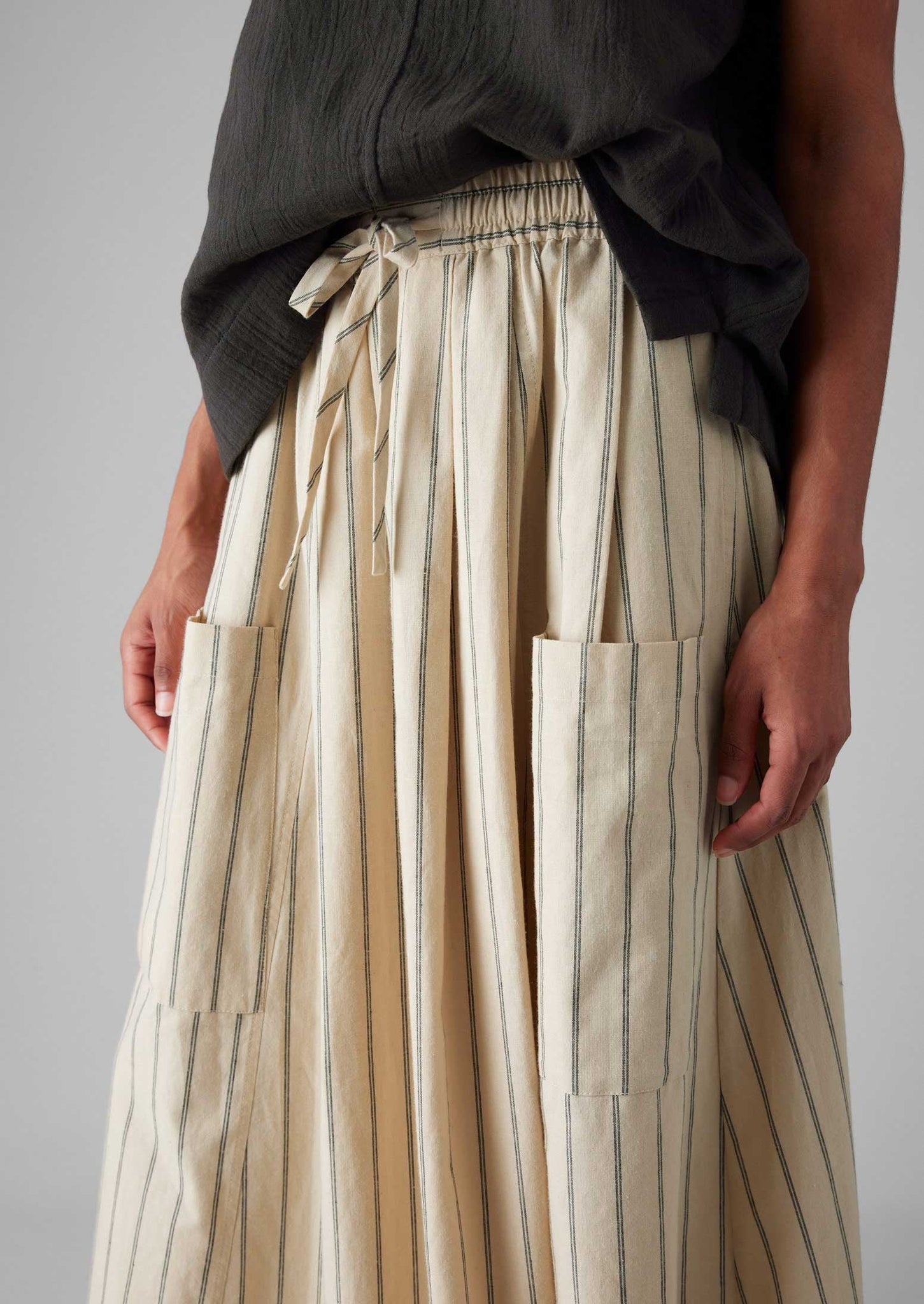 Stripe Cotton Patch Pocket Skirt | Sail Cloth