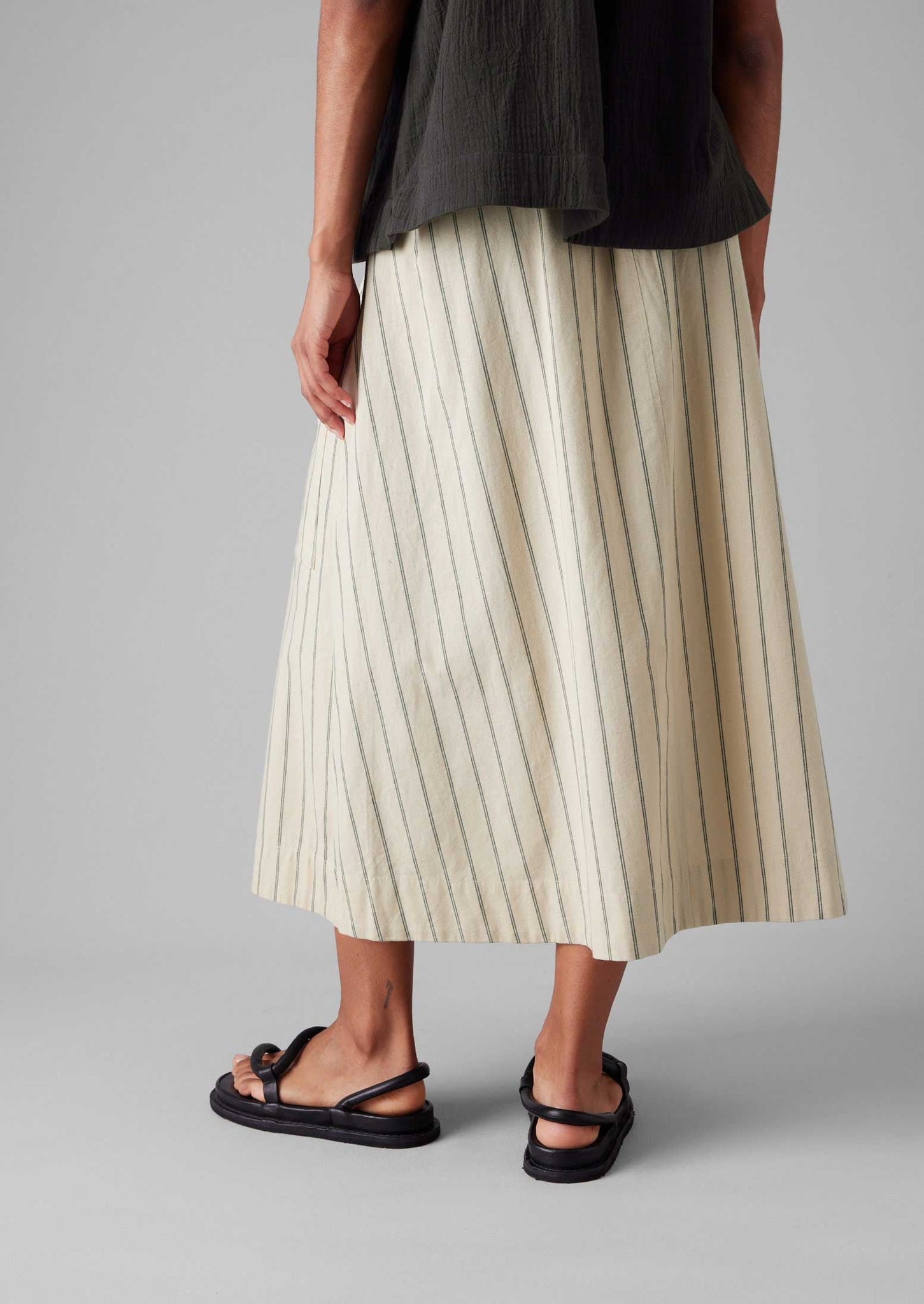 Stripe Cotton Patch Pocket Skirt | Sail Cloth