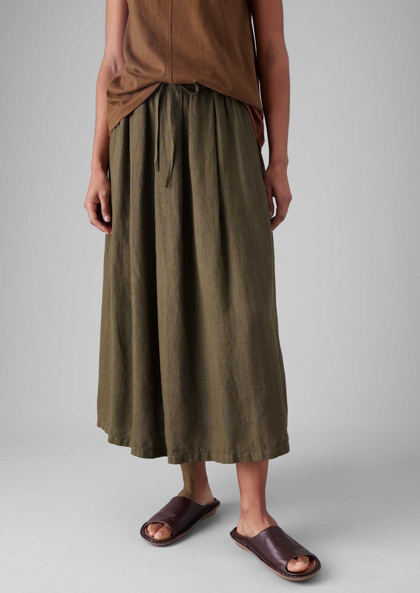 Garment Dyed Linen Skirt | Pear