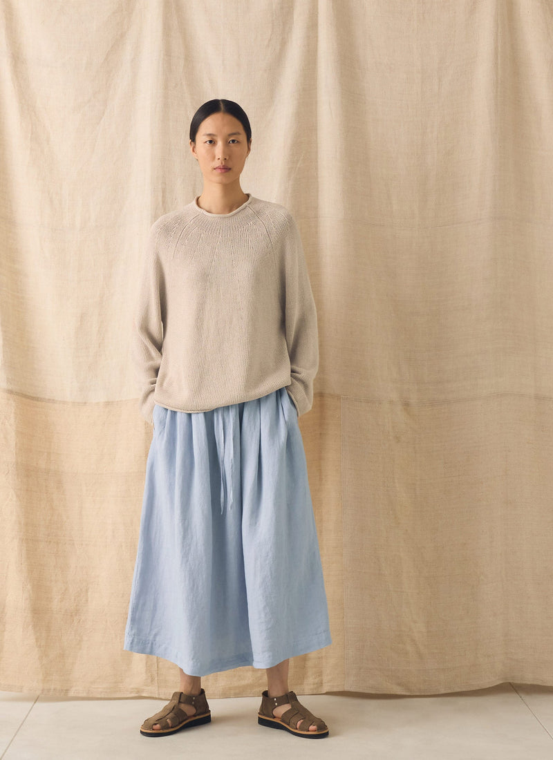 Garment Dyed Linen Skirt | Egg Blue