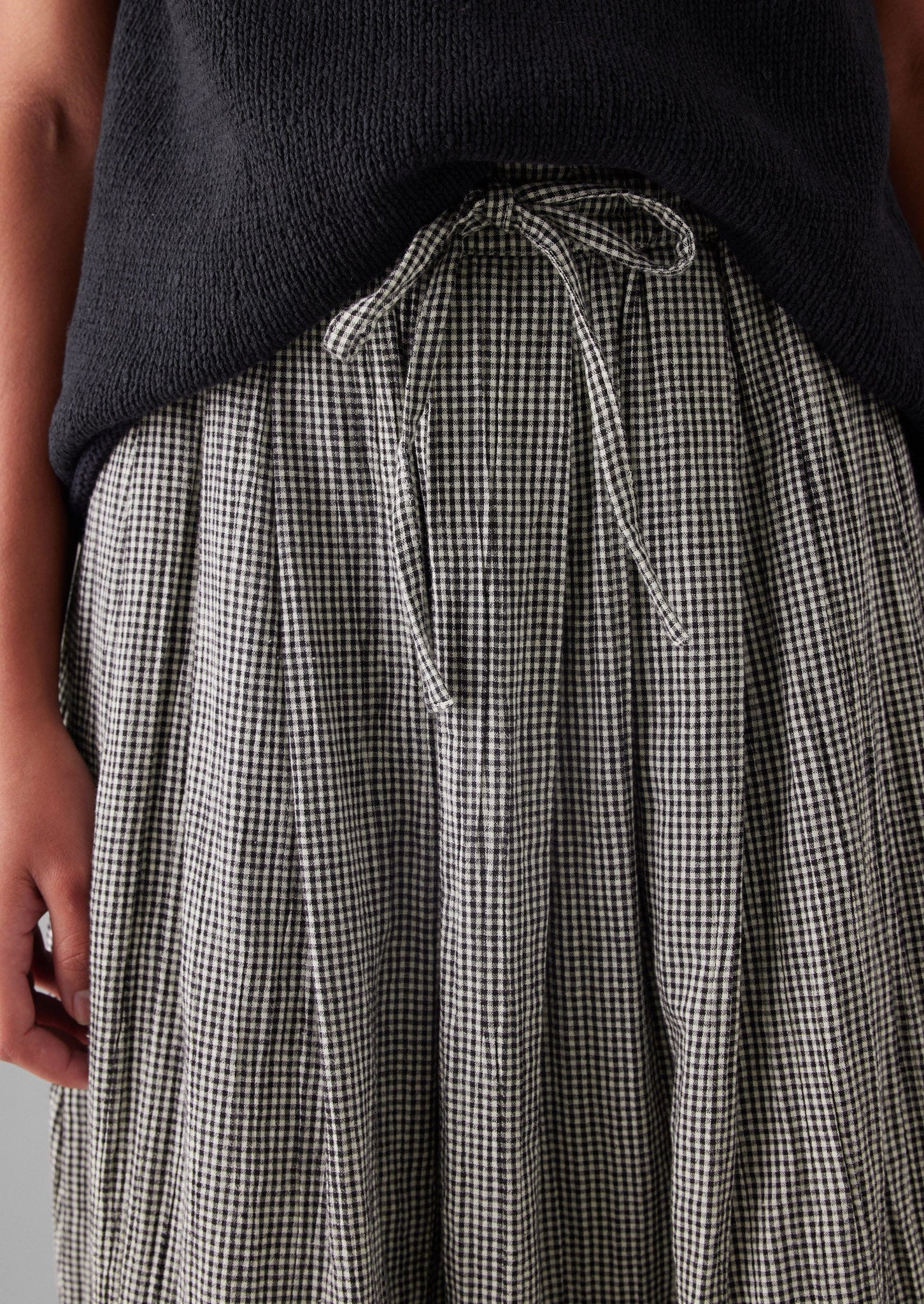 Crinkle Cotton Gingham Skirt | Ecru/Multi