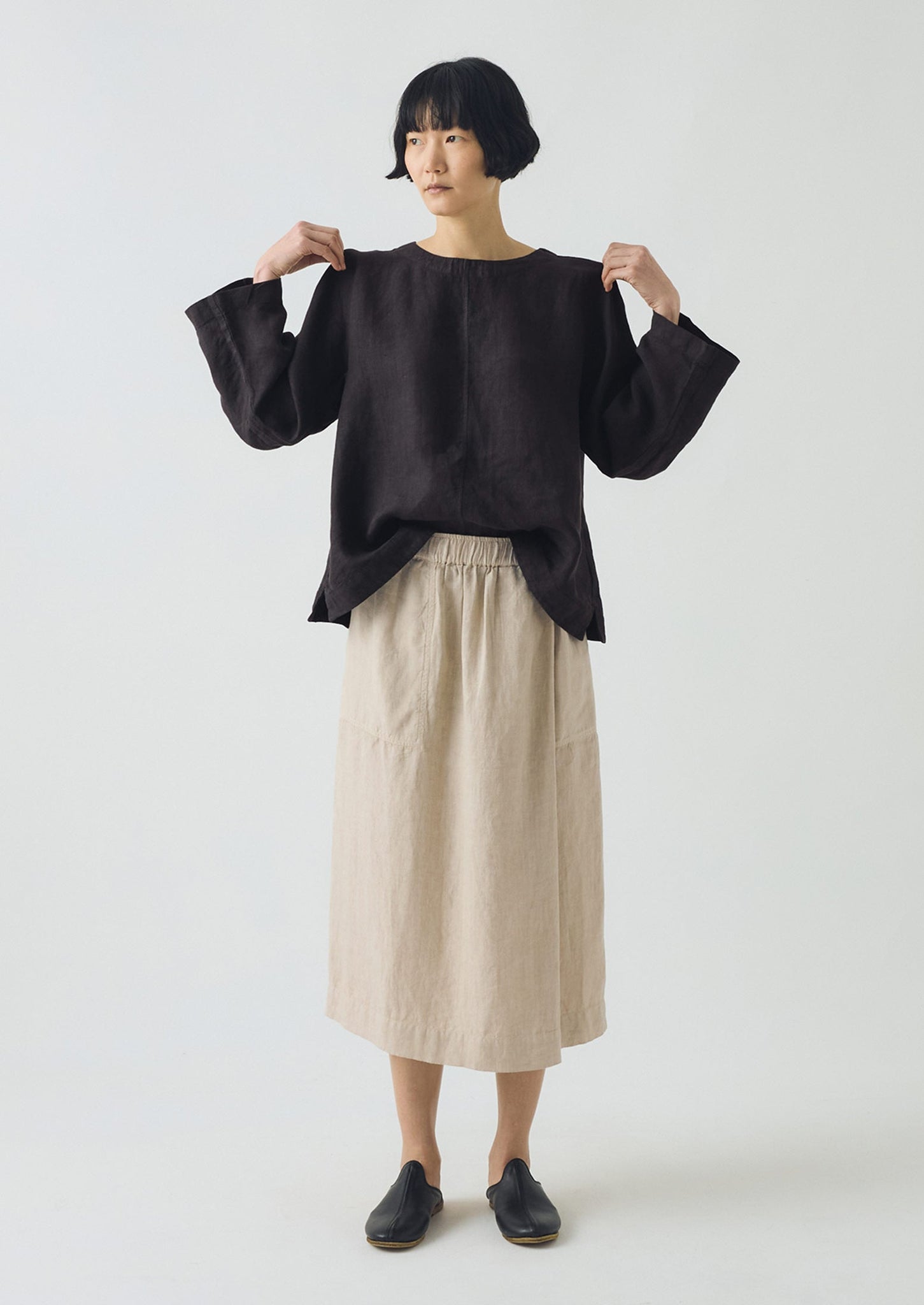 Garment Dyed Linen Wrap Skirt | Sand