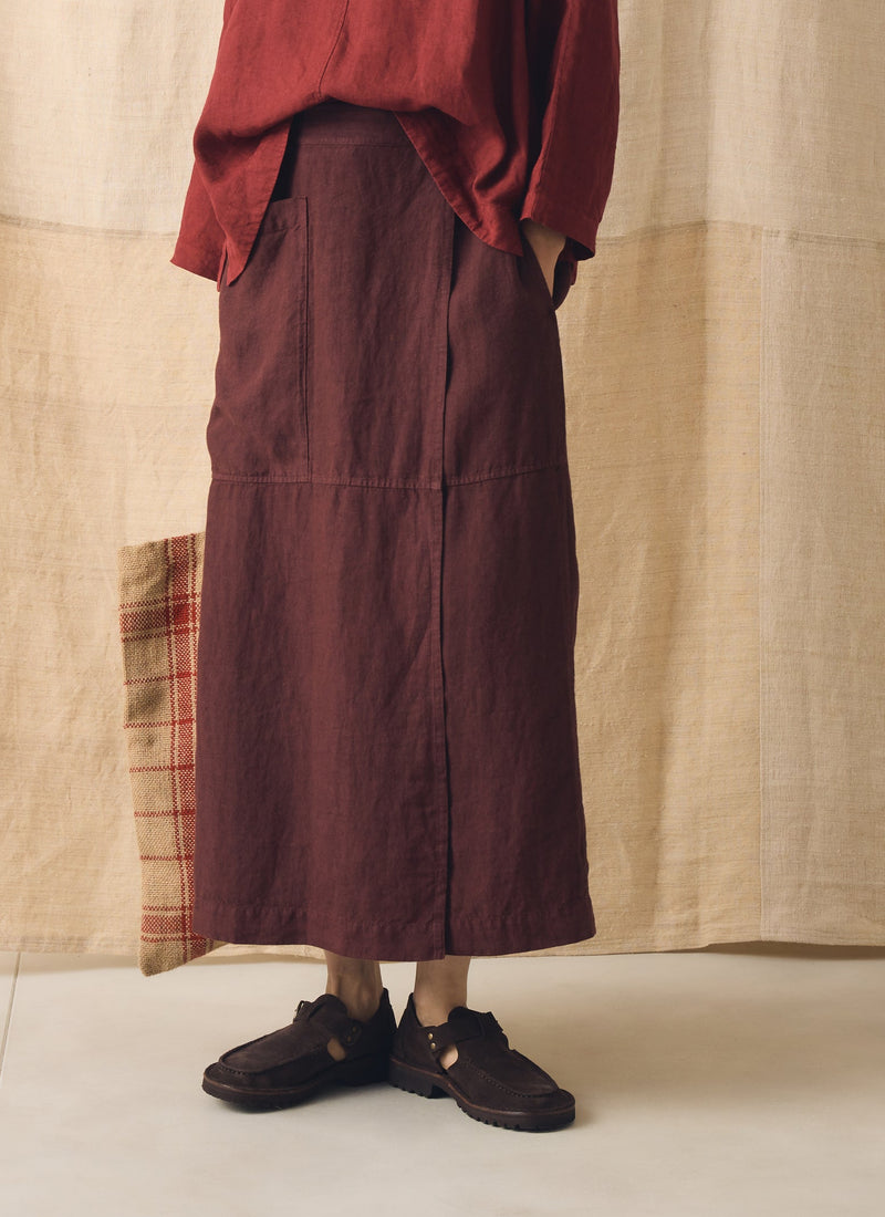 Garment Dyed Linen Apron Skirt | Fig