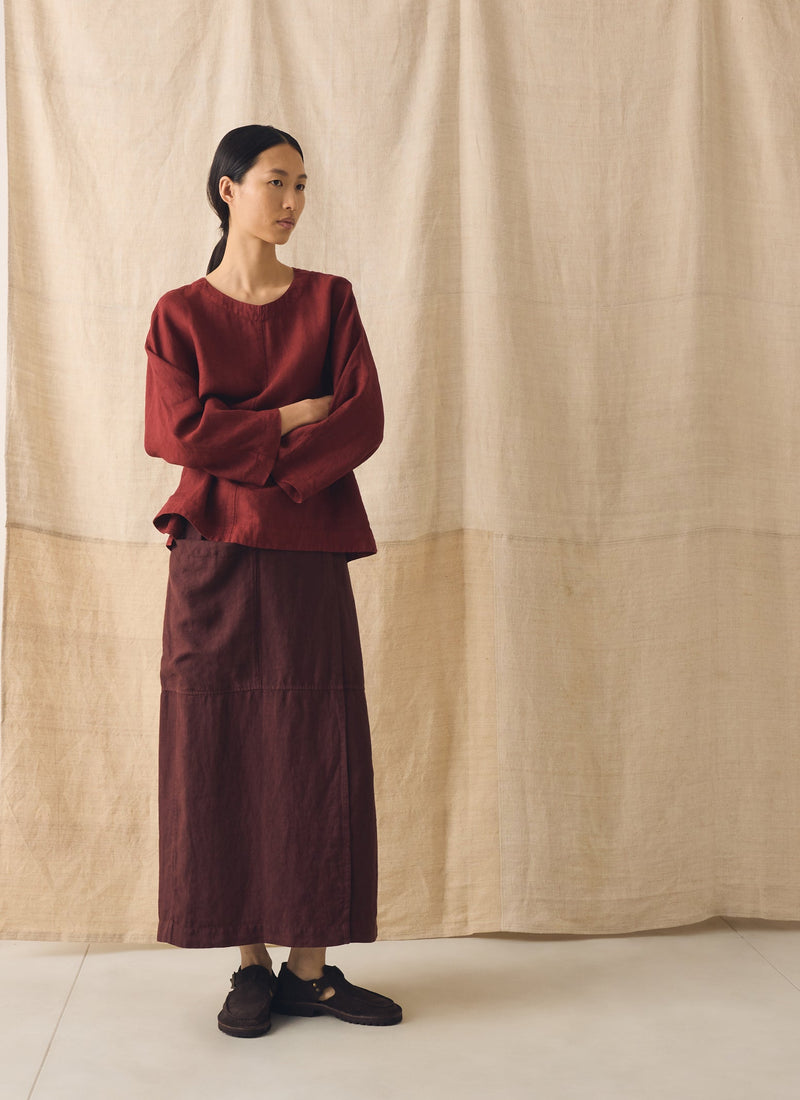Garment Dyed Linen Apron Skirt | Fig