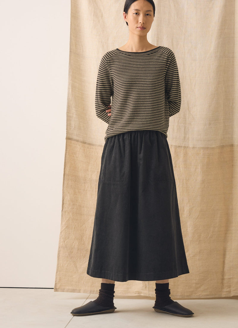 Cord Pull On Skirt | Charcoal